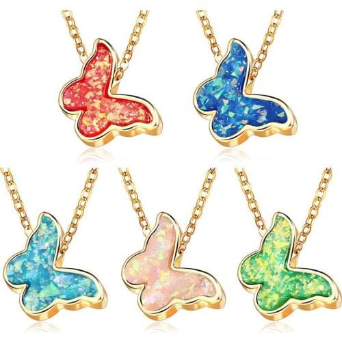 2020 Butterfly Pendant Necklaces For Women Girls Fashion Pink Gold Chain Elegant Choker Necklace Fashion Sweet Jewelry Gift