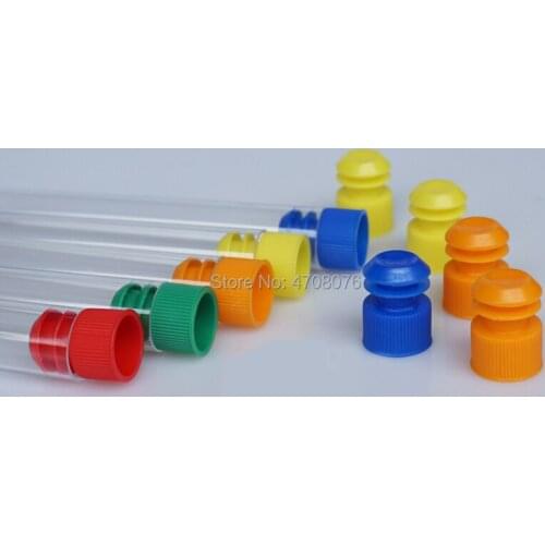 13x78mm 100pcs/lot Plastic test tube with color push cap PS labware for scientific experiment clear lab tube U-shaped bottom
