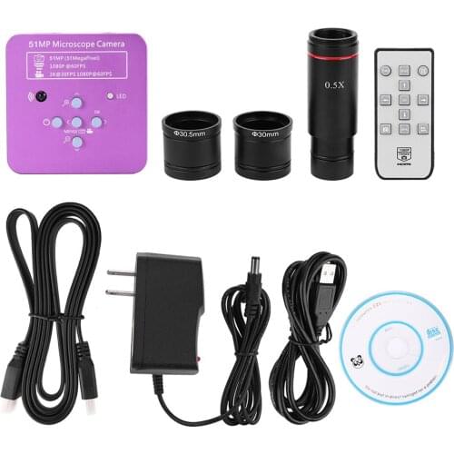 2K 51MP 1080P 60FPS HDMI USB Electronic Industrial Microscope Camera 0.5X Eyepiece Adapter 30mm/30.5m Ring for Phone PCB Repair