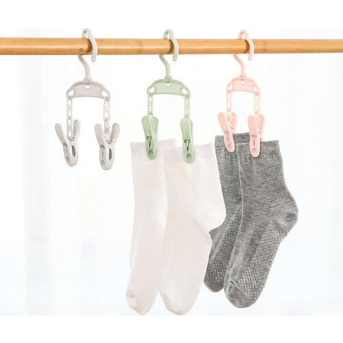 3 Pcs Portable Travel Hanger Clothespin Plastic Mini Foldable Hanger Panties Socks Clip Clothespin