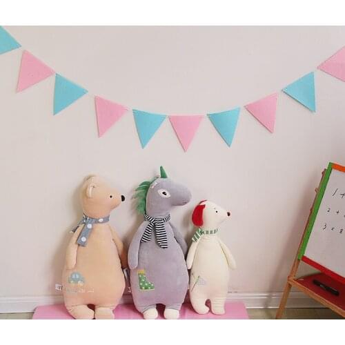 4M 12 Flags 8M 18 Flags Pink and Blue Pennants Girls' Bedroom Banner New Style Flags Birthday Theme Pennants Decoration Supplies