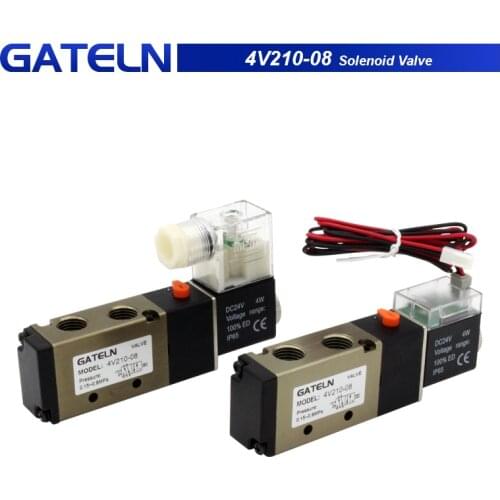 4V210-08Air Solenoid Valve 5 Way Port 2 Position Gas Pneumatic Electric Magnetic Valve 12V 24V 220V port 1/4" Solenoid Valve