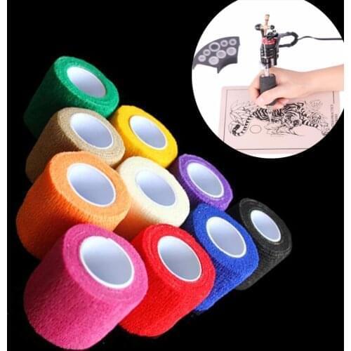 6pcs Tattoo Self Adhesive Elastic 5cm Wide Elbow Tattoo Handle Bandage Nail Tapes Finger Protection Wrap Non-slip Cloth Tape
