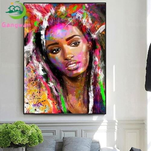 5D diamond embroidery Sexy fashion women mosaic diamond painting abstract African female full square round drill cross stitch