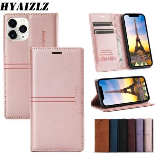 PU Leather Wallet Case for iPhone 13 12 11 Pro Max Mini XR XS SE 2020 7 8 Plus Flip Magnetic Protection Solid Color Phone Cover
