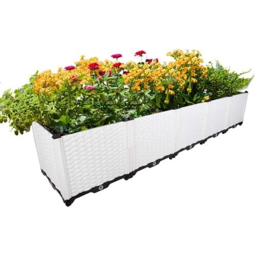 Deepened Garden Outdoor DIY Plastic Planter Box Pots Vegetables Flowers Succulents White Single Row BS020/4/6/8/10/12