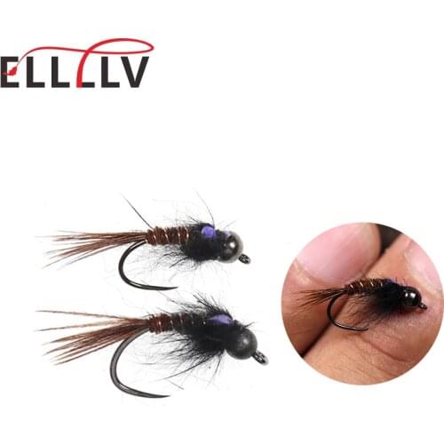 4PCS #14 Fly fishing lures Tungsten BeadHead Peacock Quill Jig Nymph