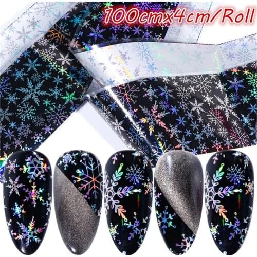 Holographic Nail Foils 3D DIY Snowflakes Manicure Nail Art Transfer Starry Stickers Laser Christmas Nail Art Design Decor Decals