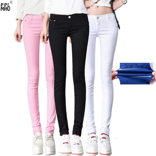 Street Fashion Mom Plus size skinny Jeans Casual candy color Denim Trousers Women slim waist denim jeans straight pencil jeans