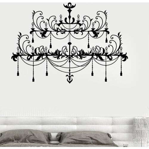 Beautiful Flower Decoration Wall Vinyl Decal Chandelier Amazing Bedroom Decor Home Living Room Wallpaper Art Mural M284