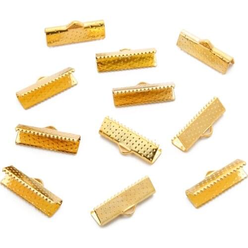 50pcs/lot Metal End Caps Clasps Fastener Fit 10/13/16/20/25mm Flat Leather Cord Necklace Bracelet Connectors For Jewelry Making