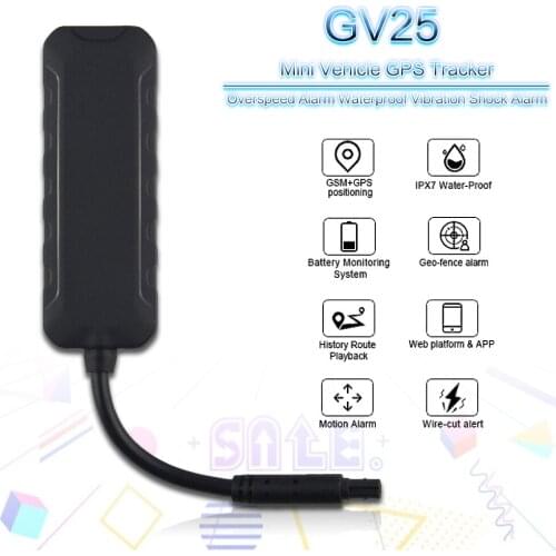 GV25/Wetrack Lite Mini Vehicle GPS Tracker For Vehicle With Overspeed Alarm Waterproof Vibration Shock Alarm Tracksolid Platform