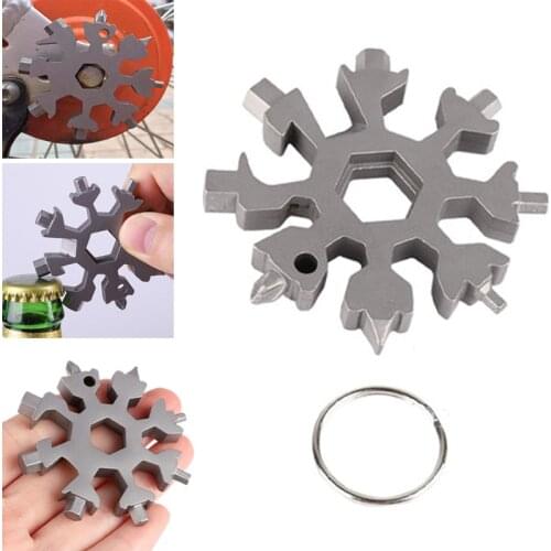 Edc gear snowflake spanner tool keyring hex multifunction multitool pocket outdoor allen wrench screwdriver multi multipurpose