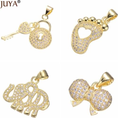 Juya 8 styles fashion elephant/ lock & key/ baby foot/ bow/ cat/ Strawberry/ dollar-purse/ fish bone Charms For Jewelry Making