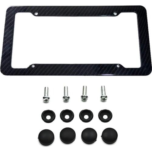 Black carbon fiber number plate American license plate Universal Auto frame accessory label cover for front rearbracket