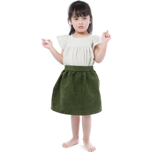 Kaiya Angel 2019 New Summer Children Clothes Childrens Suit Dots Short Sleeve And Knee Length Dress Toddler Factory Wholesale