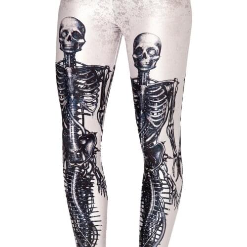 New summer autumn Sexy Women Polyester Spandex female Leggings Fitness Workout Trousers 3D Print skeleton Pants
