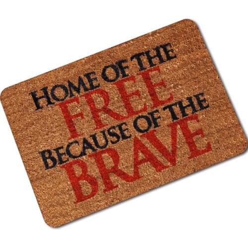 Novelty Gift for Veteran Home of The Free Because of the Brave Door Mat Cool Patriotic Military Support Doormat Rug Carpet Decor