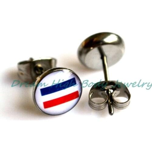 New Arrival Earring Stud Ear Ring Nail Popular Jewelry 316L Stainless Steel Different Oil Design Hot Sale Orange color 8mm ball