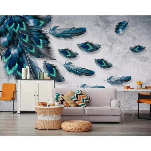 Wellyu Custom wallpaper 3d murals обои American minimalist fashion colorful hand-painted feathers texture wall papers home decor