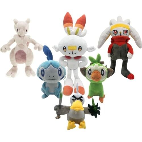 Wholesale 6pcs New Pokemon Sobble Scorbunny Plush Toys Cute Grookey Cartoon Animal Monkey Rabbit Stuffed Plush Toy for Children