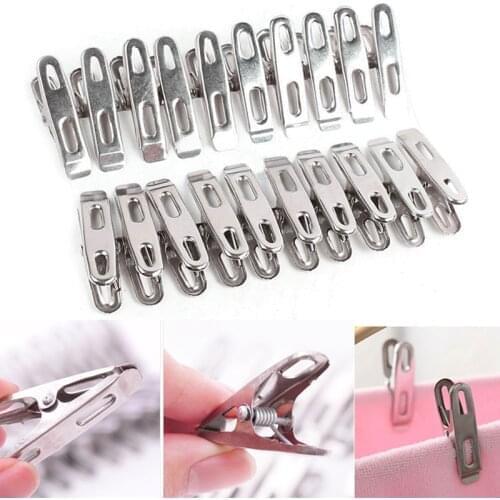 20pcs Clothes Pegs Stainless Steel Metal Clips For Coat Pants Laundry Drying Hanger Rack Washing Towel Holder Hanger