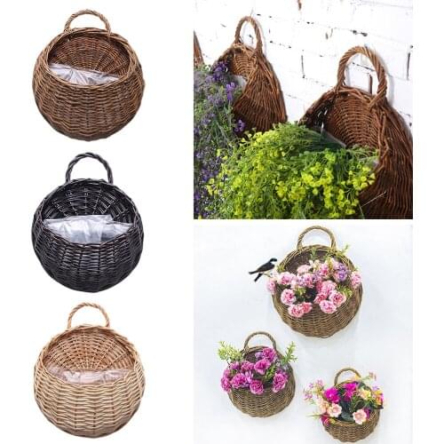 Rattan Vase Basket Hand Made Wicker Nest Flower Pot Eco-Friendly Wall Hanging Vase Container Storage Basket Home Decoration