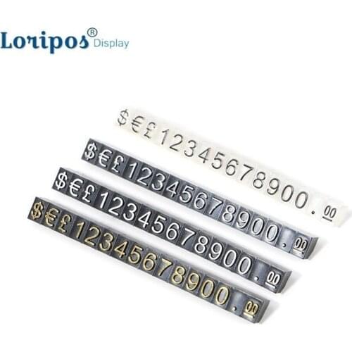 Medium Adjustable Price Tags Euro Pound Lira Assembly Blocks Number Digit Cube Phone Watch Jewelries Counter Display Stand Sign