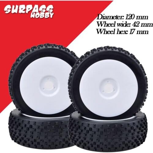 SURPASS HOBBY 4Pcs 1/8 RC Off-Road Tyre 120MM Buggy Car Tires Wheels for Redcat Team VRX HPI Kyosho HSP Carson Traxxas Slash