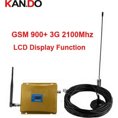 Dual band repeater GSM 900Mhz Booster+3G Repeater dual band booster kits w/ cable &antennas,LCD display booster WCDMA repeater