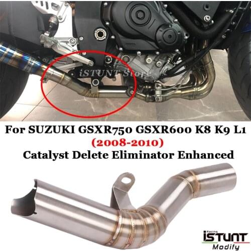 For SUZUKI GSXR 600 750 K8 K9 L1 GSXR750 GSXR600 2008 2009 2010 Exhaust Escape Link Pipe Catalyst Delete Eliminator Enhanced