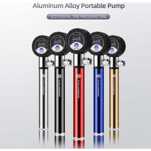 High-pressure Bicycle Pump Hand Air Pump Hose Pressure Gauge Cycling Tire Inflator beauty French mouth Portable Mini Bike Pump