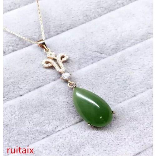 KJJEAXCMY boutique jewels S925 Pure silver inlay natural jasper female style pendant + necklace, collarbone chain, drip jewelry