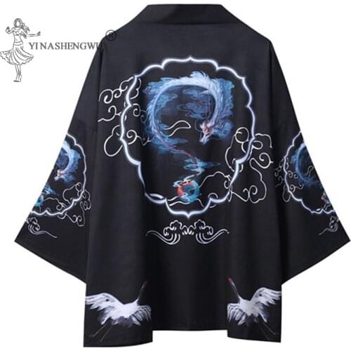 New Japanese Kimonos Men Harajuku Anime Print Loose Shirts Women Cardigan Summer Costumes Samurai Japan Traditional Coats Yukata