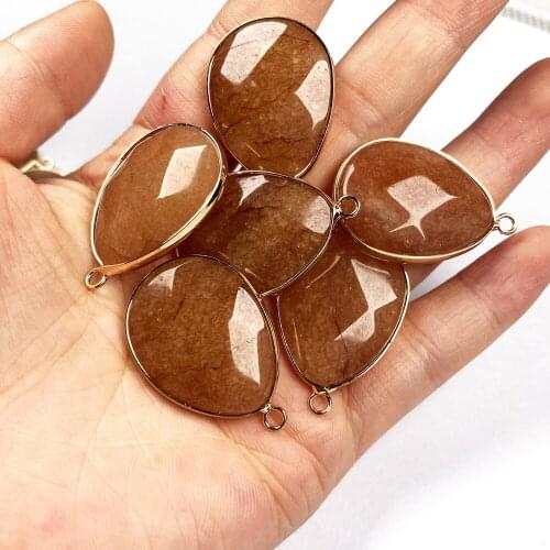 1Pcs Natural Stone Pendant Section Drop Shaped Agates Bordure Pendant For Jewelry Making DIY Necklace Earrings Accessory