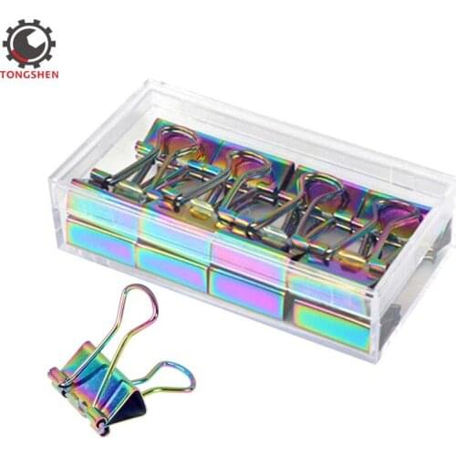 12Pcs Novelty Colored Binder Clips Paper Clamps Metal Binder Clips Bulk for Office Work Paper Clip Office Stationery Supplies