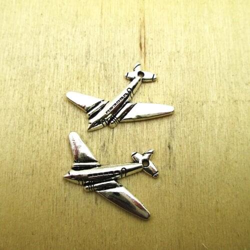 20pcs- 22x15mm Airplane Charms Mini Aircraft plane charm pendants DIY necklace/ bracelets charms antique silver tone