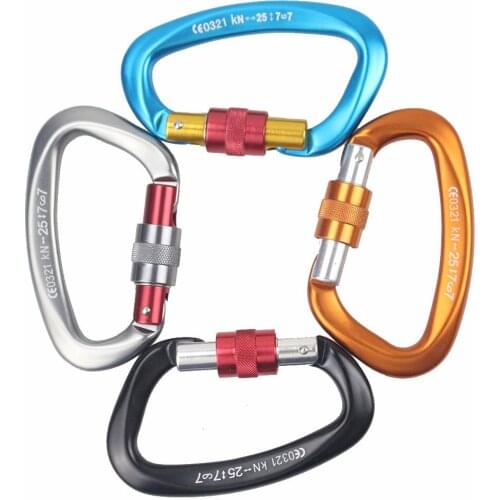 25KN Mountaineering Caving Rock Climbing Carabiner D Shaped Safety Master Screw Lock Buckle Escalade Equipement