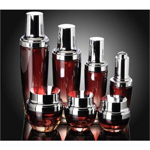 300x 50g red Glass Cream Jar Refillable Bottles Glass Bottle with Press Pump Bottle Lotion Pot 30ML 50ml Cosmetic Dropper Bottle