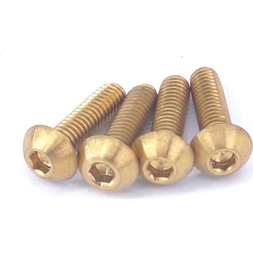 4 PCS M3x10mm Golden Grade 5 Titanium Screw Dome Button Head Hex Allen Socket For Model Cylinder Cover
