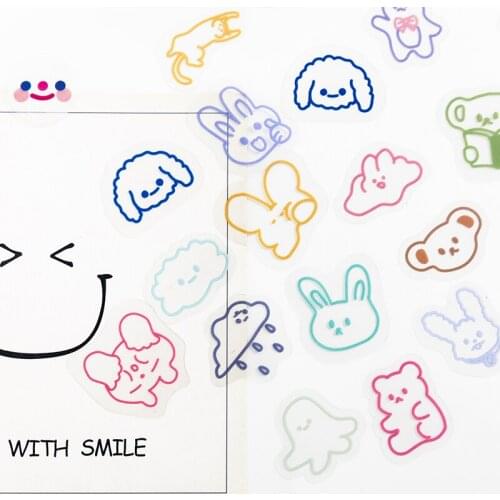 4 Designs 40Pcs / Batch of Animals Love Heart Daily Decoration Pet Diary Sticker Scrapbook Supplies Bullet Diary Graffiti Statio