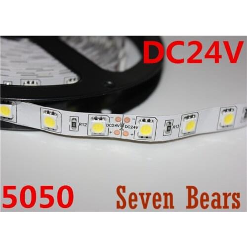 5m/lot Non waterproof IP20 LED strip 5050 SMD DC24V flexible light 60LED/m,5m 300LED white / warm white / blue / RGB /red/green