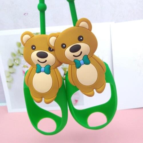 50ml Portable Cute Bear Model Washing Fluids Bottle Holder Reusable Silicone Hand Sanitizer Protective Cover Key Holder Pendant