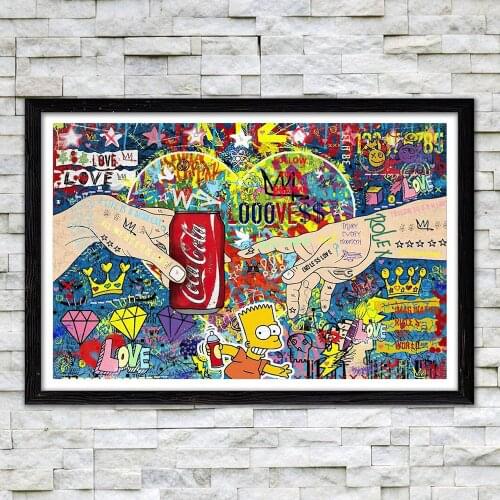 Abstract Graffiti Creation Of Adam Funny Poster And Prints Love Cola Painting Art On Canvas Wall Pictures For Living Room Decor