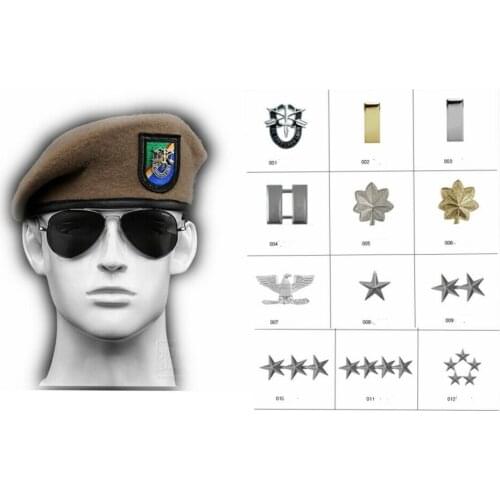 US RANGERS FORCES BERET WOOL SAND COLOUR ARMY HAT WITH INSIGNIA MILITARY CAP Military Store