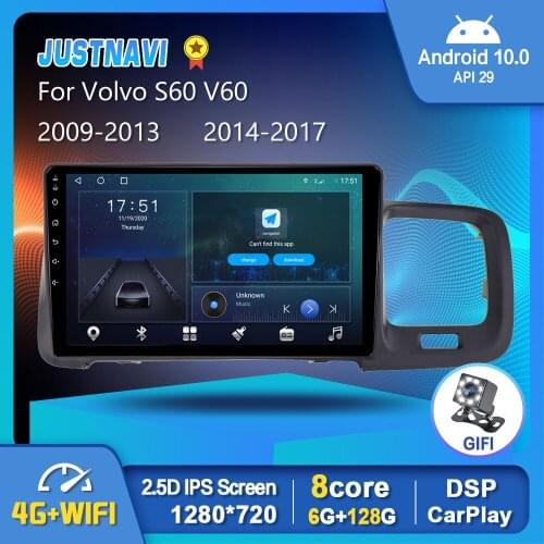 Android 10.0 4G WIFI Car Radio For Volvo S60 V60 2009-2017 Auto Stereo Multimedia Video Player Navigation Carplay BT GPS No DVD