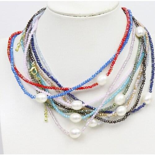 10 Strand Glass Beaded Necklace Chain fashion Pearls Jewelry Beaded strand Jewelry Accessories Jewelry Necklace Gift 9896