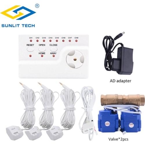 Russian Ship WLD-806 Water Leak Sensor Alarm Kit with 2pcs DN15 Valves Water Leakage Detector Protection Against Water Leaking