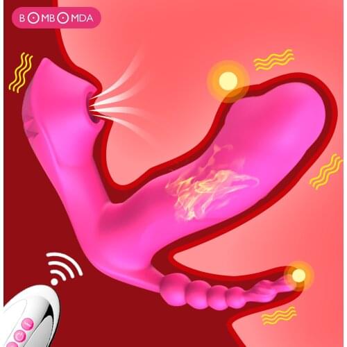 3 IN 1 Wireless Panties Vibrator Wearable Sucking G Spot Clitoris Stimulator Heating Vaginal Anal Orgasm Dildo Sex toy for Women