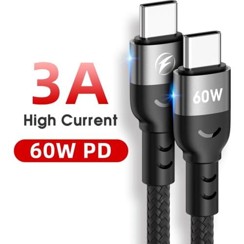 USB C To USB Type C Cable PD Fast Charging Charger Wire Data Cord 60W 3A for Macbook Samsung S20 Type-C USBC Charge Cable Line